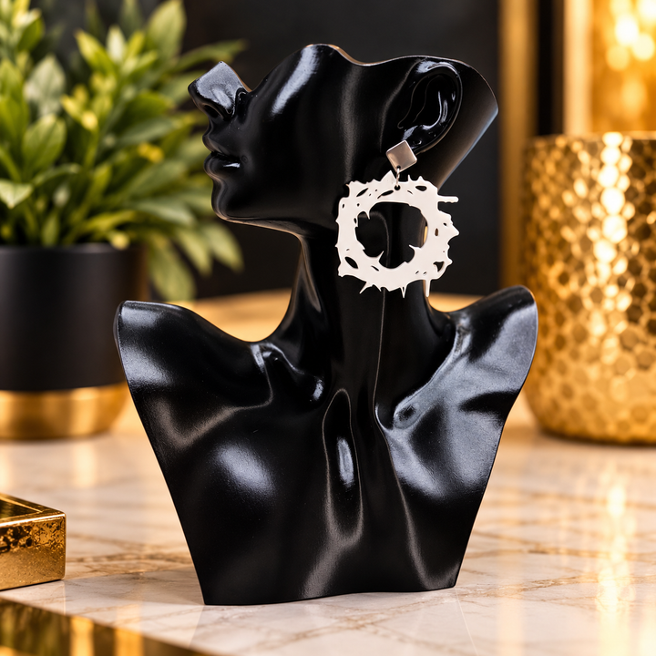 White Crown of Thorns Earrings